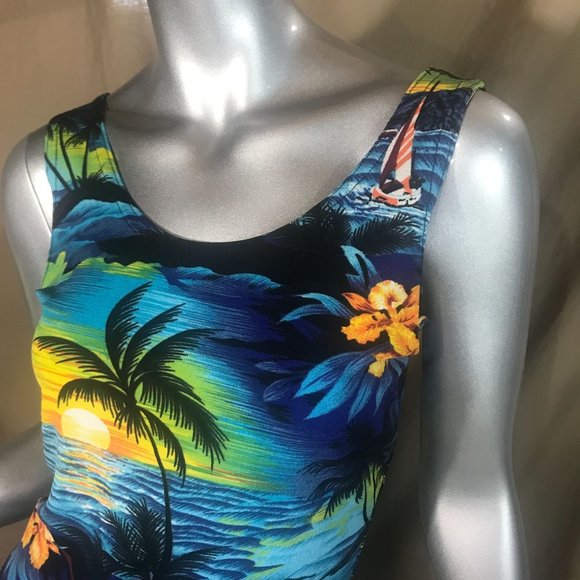 LOOKI USA Vintage Tropical Stretch Tank Small/Medium - Picture 4 of 12